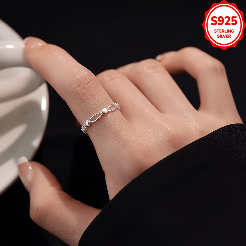 S925 Silver Adjustable Heart Ring — Versatile Gift
